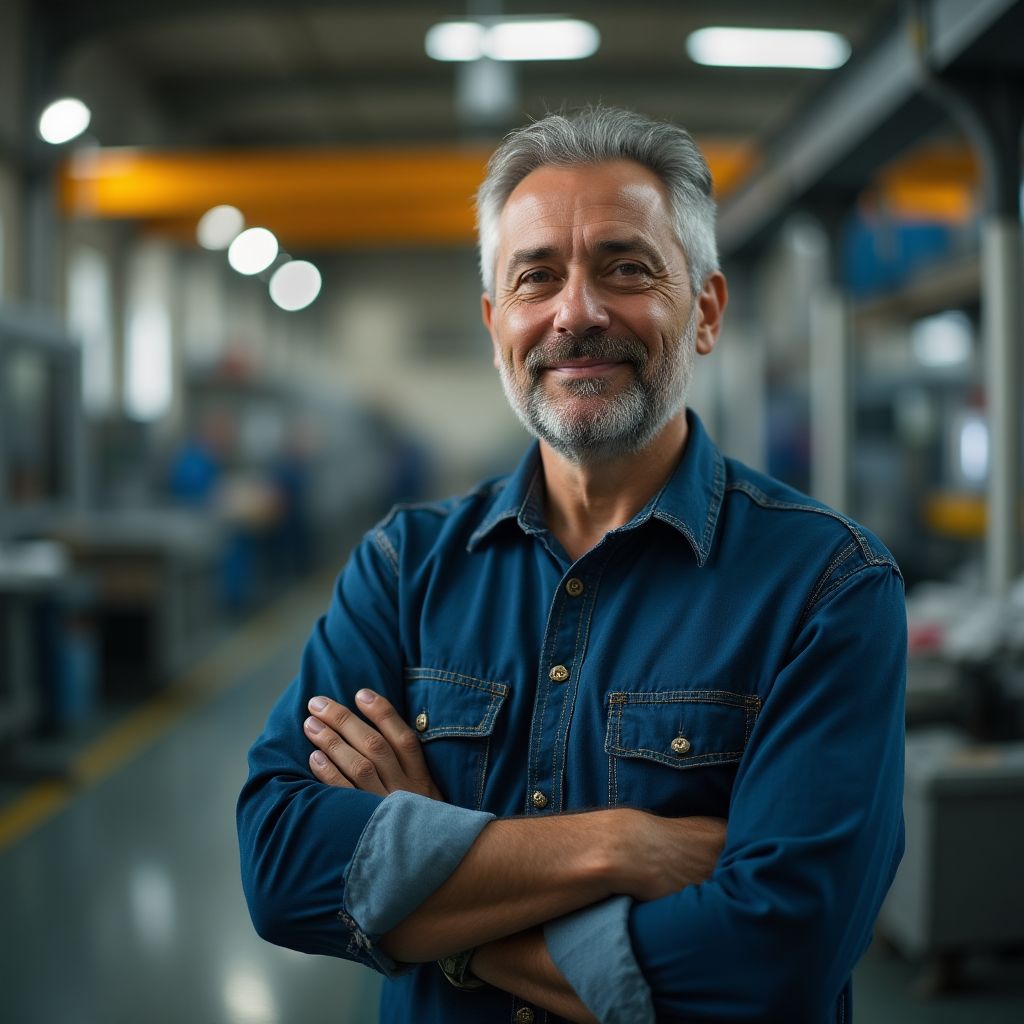 Empresario exitoso sector manufacturero